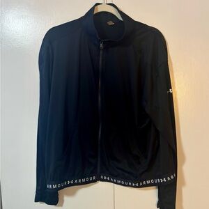 Under Armour HeatGear Mesh Back Full-Zip Jacket XL Black Logo Hem Loose Fit